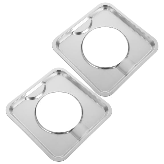 KAKOWELY 2Pcs Square Gas Stove Burner Drip Pans High Temperature Resistant Plated Silver Covers
