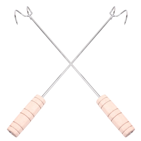KAKOWELY Practical Roasting Sticks Stainless Steel Anti-Scalding for Outdoor Kitchen 2Pcs