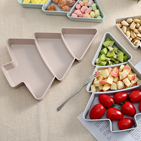 KAKOWELY 2Pcs Tree Shape Christmas Snack Tray for Dried Fruits and Nuts