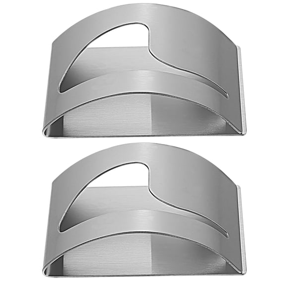 KAKOWELY 2Pcs Utility Hooks Stainless Steel Towel Holder for Household Users Silver Semi-Circular Design