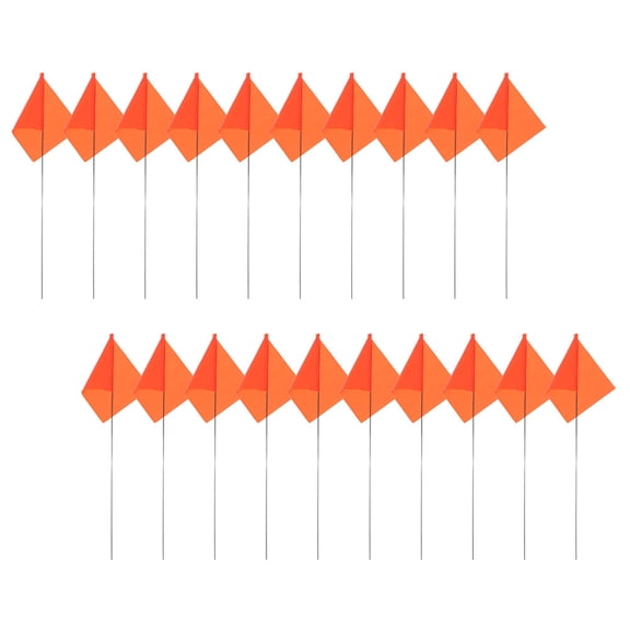 KAKOWELY 30Pcs Orange Signal Flags for Decoration PVC Steel Wire Marking Flags for Yard