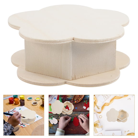 KAKOWELY 3Pcs Diy Wooden Craft Boxes for Craft Projects and Jewelry Organization 10.5x10x4 in