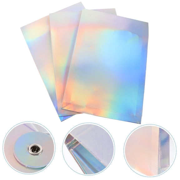 KAKOWELY 3Pcs Holographic Paper File Folder for Document Storage with Tie Closure in Multi Color