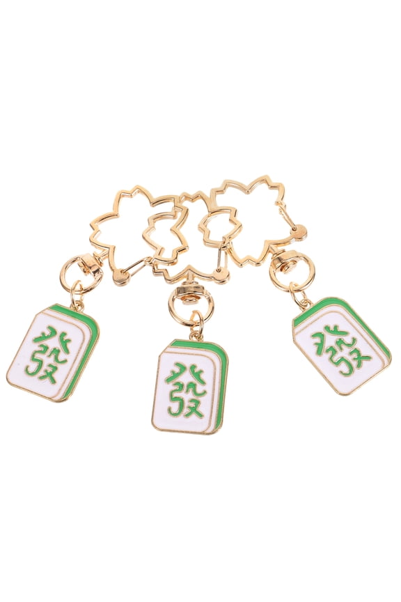 3Pcs Keychain Cute Zinc Alloy Mahjong Tile Shape for Birthday Celebrations
