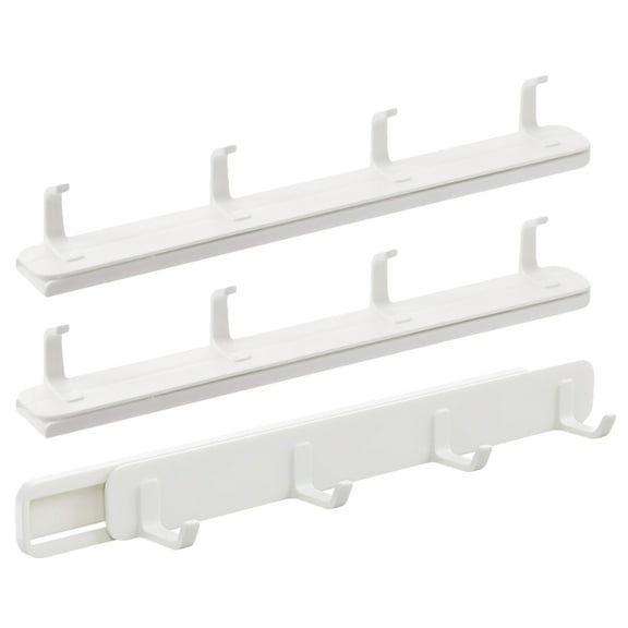 KAKOWELY 3Pcs Sliding Coat Hook for Closet Clothes Rack with Slide Rail Retractable White ABS Organizer