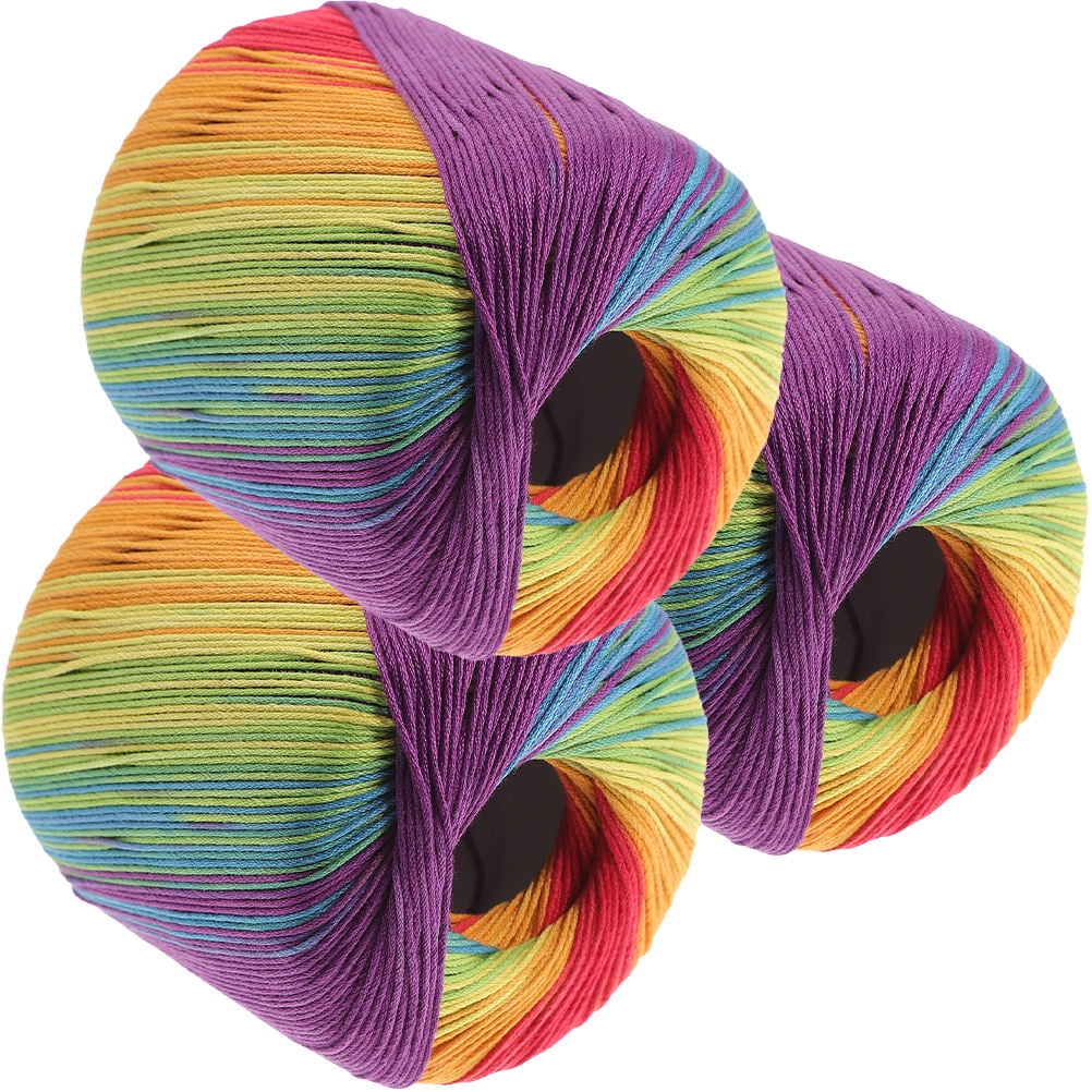 KAKOWELY 3Rolls Diy Thread Rainbow Weaving Yarn For Accessories And Toys Family And Friends Celebration present