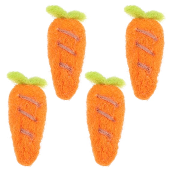 KAKOWELY 4Pcs Orange Wool Felt Carrot Hairpins Cute Accessories for Friends Who Love Felting Crafts
