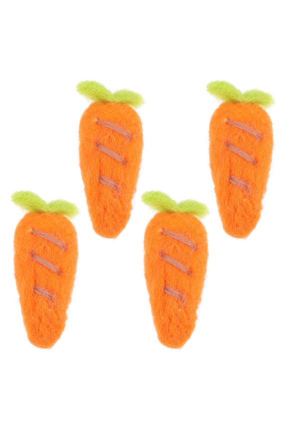 4Pcs Carrots Decorations Orange Wool Felt Hairpin For Friends Who Felting