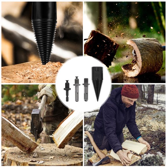 KAKOWELY 4Pcs Firewood Drill Bit Set Sturdy One Piece Construction Suitable for Farm Work