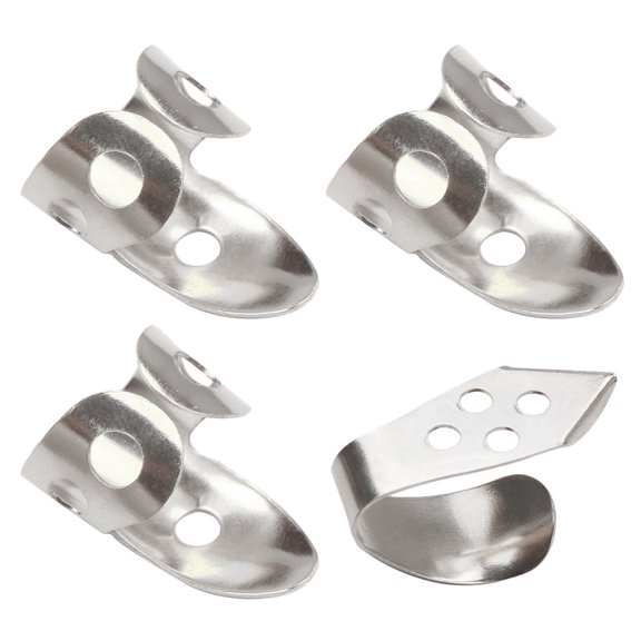 KAKOWELY 4Pcs Hollowed Adjustable Thumb Pick Plated Silver for Guitar Banjo Protecting Finger Nails