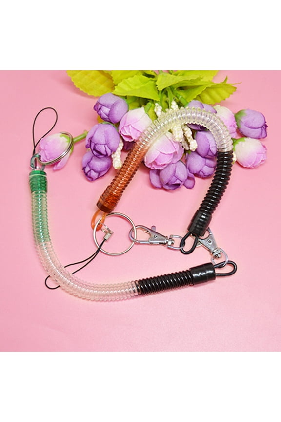 4Pcs Premium Plastic Spring Coil Key Ring Flexible Design with Wrist Clasp for Secure Use