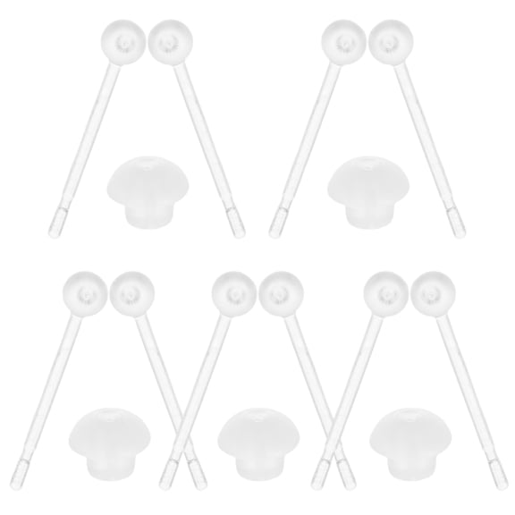 KAKOWELY 5 Pairs Transparent Invisible Round Earrings Ear Care Accessories for Sensitive Ears