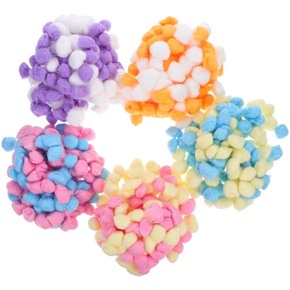 KAKOWELY 500Pcs Cotton Balls for Crafts Round Purple-White for DIY Projects