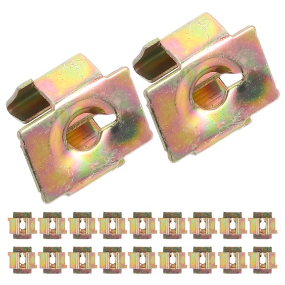 KAKOWELY 50Pcs Auto Trim Panel U-Nuts Golden Metal Fasteners for Car License Plate Bumper and Fender Liner