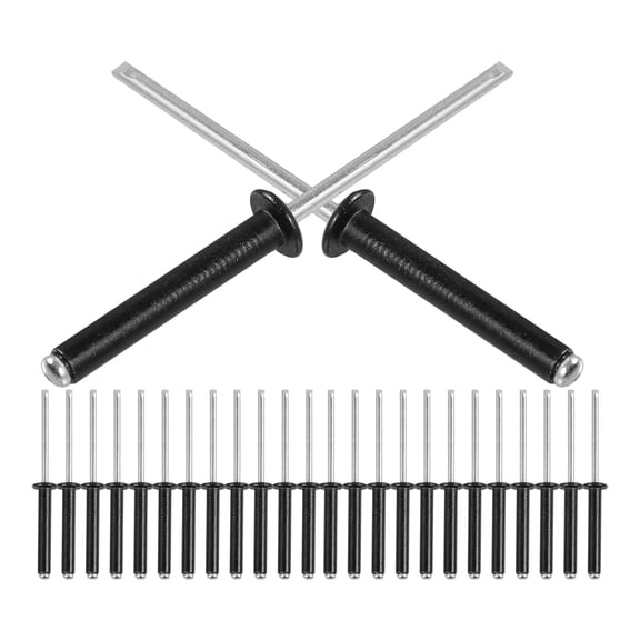 KAKOWELY 50Pcs Black Aluminum Pop Rivets for Gutter Repair and Metal Fastening Applications