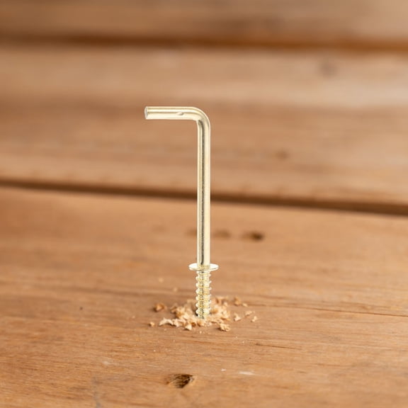 KAKOWELY 50Pcs Small Golden Metal Screw Hooks L Shape for Home Office and Restaurant Use