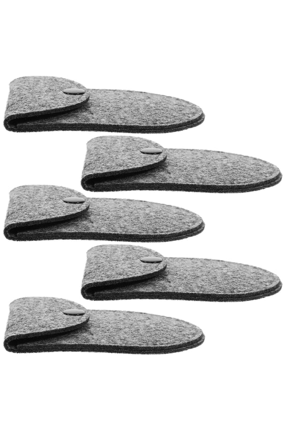 5PCS Small Money Pouch Felt Zipper Pouch for Ladies Travel Dark Grey