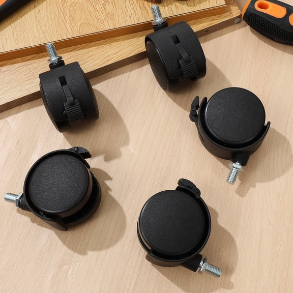 KAKOWELY 5Pcs Black Caster Wheels for Furniture Legs Sturdy PP Material Smooth Swivel Rotation
