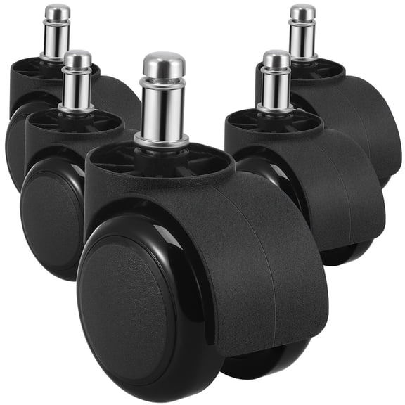 KAKOWELY 5Pcs Chair Casters Black Swivel Wheels for Office Furniture Legs Replacement Easy Installation