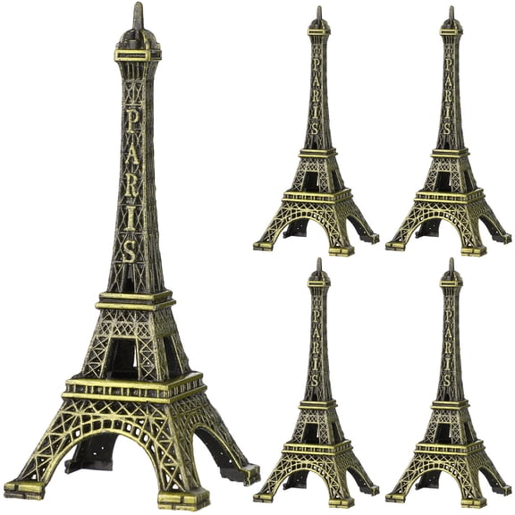 KAKOWELY 5Pcs Fine Workmanship Dark Brown Eiffel Tower Model Ornament for Table Decor