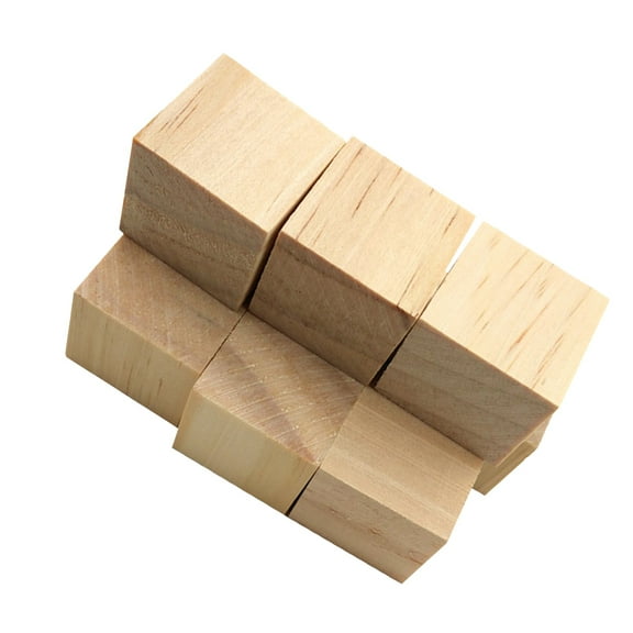 KAKOWELY 60Pcs Wood Square Block for Craft Cube Ornament Craft Diy Art Projects Educational Playing Decorations