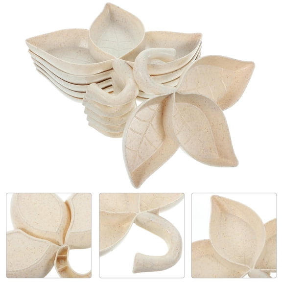 KAKOWELY Saucer Dish Condiment Holding 6Pcs 7.5X6.1X0.9In Beige Plastic Elegant