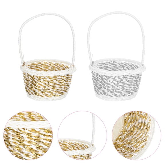 KAKOWELY 6Pcs Metallic Gold Handheld Baskets for Candy and Snack Holding 13x10cm