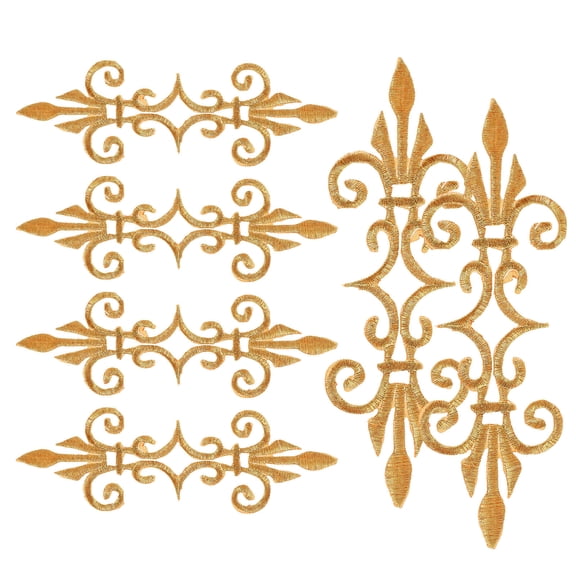 KAKOWELY 6Pcs Retro Floral Iron on Patches with Plated Gold Embroidery for Clothing Embellishment