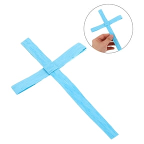 KAKOWELY 6Pcs Sky Blue Catholic Wall Cross Handmade Palm Cross for Church and Home Decor