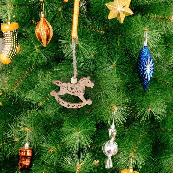 KAKOWELY Festive Decorations Wooden Pendants Wood Color 6Pcs 2.8X2.6In