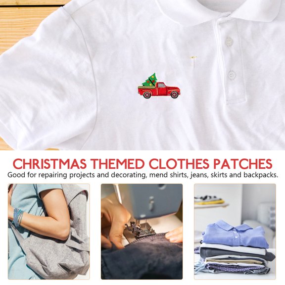 KAKOWELY 6pcs Christmas Tree Iron on Patch for Jeans Backpacks Polyester