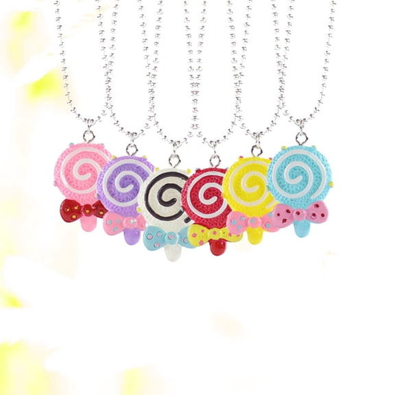 KAKOWELY 6pcs Lollipop Bow Necklaces For Fun Party Accessories For Festivals Celebrations Design For Outfits And