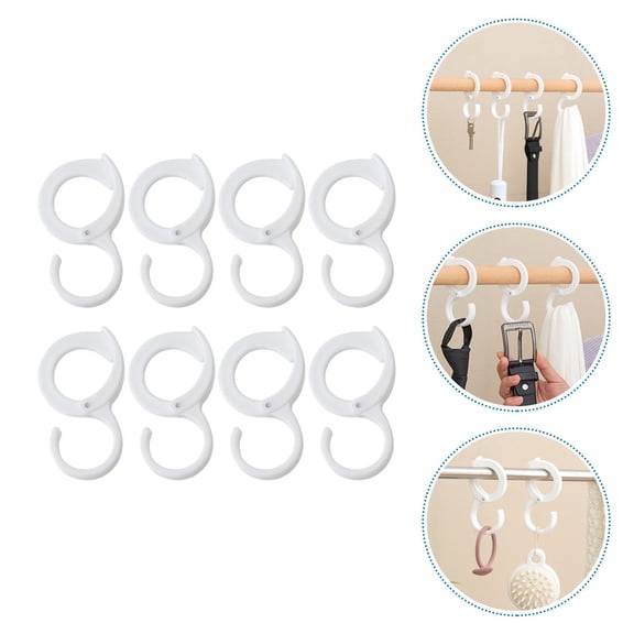 KAKOWELY 8Pcs Multi Functional White S Shape Hooks for Clothes Towels Handbag Hanging Ring