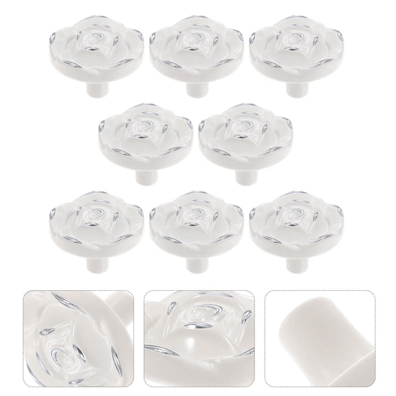 KAKOWELY 8Pcs White Vintage Rose Flower Drawer Knobs Elegant Cabinet Pull Handles for Home