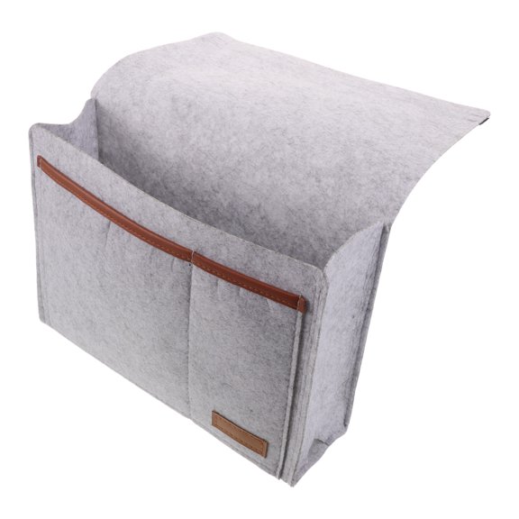 KAKOWELY Bedside Pocket Organizer in Grey Felt with Multi Compartments for Daily Use