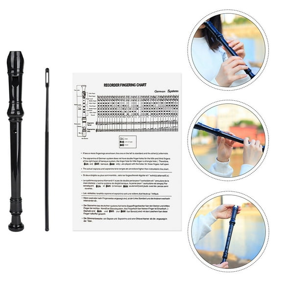 KAKOWELY Black Plastic Recorder Flute Instrument with Accurate Hole Positioning and Smooth Finish