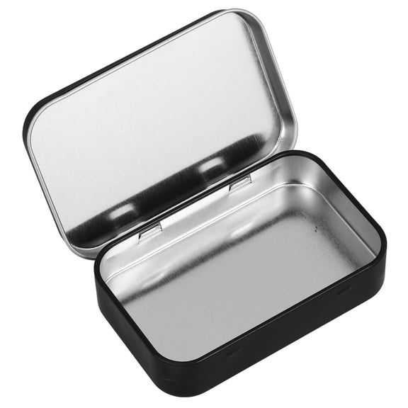 KAKOWELY Black Small Metal Storage Box with Hinged Lid Rust Resistant Tinplate Material