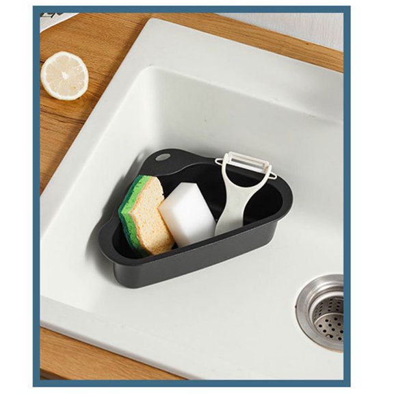 KAKOWELY Triangle Sink Basket Stainless Steel Black Corner Drainer for Home