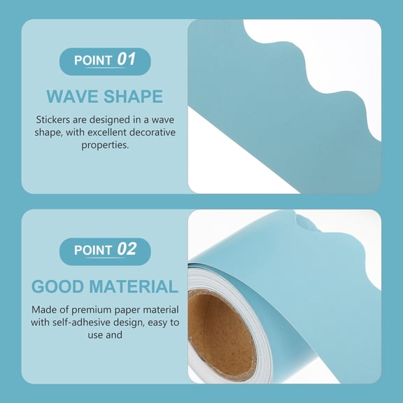 KAKOWELY Blue Classroom Bulletin Board Border Paper with Wear Resistant and Removable Features