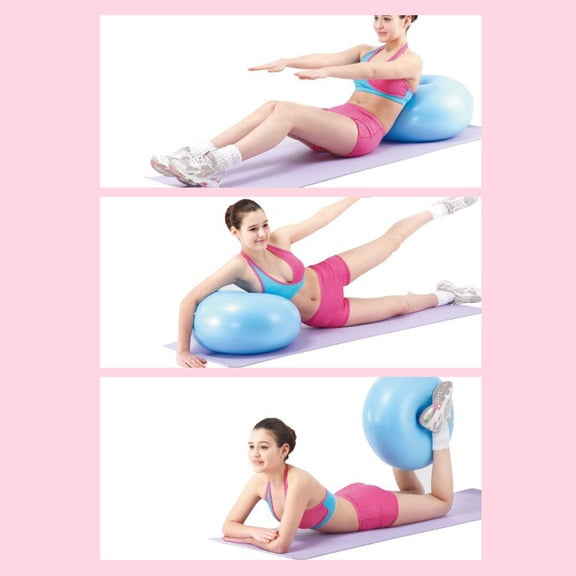 KAKOWELY Blue Donut Shape Exercise Ball with Non Slip Surface PVC Material for Stability and Fitness Training