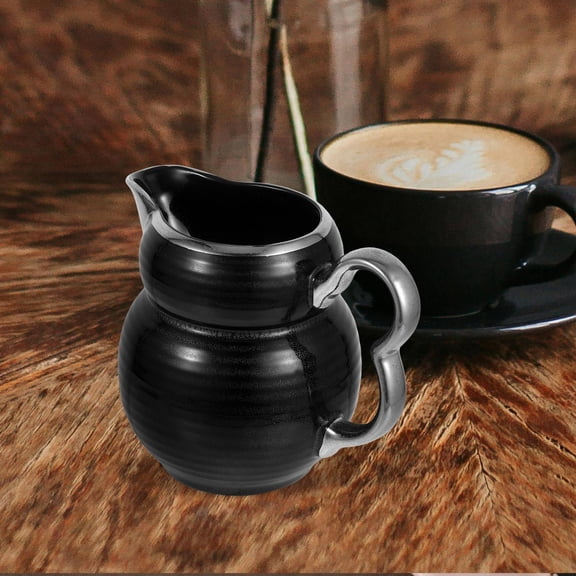 KAKOWELY Ceramic Creamer Pitcher Black with Fine Workmanship Ideal for Coffee and Tea Tables