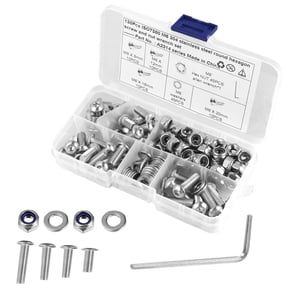 KAKOWELY Circular Head Hexagon Screws Stainless Steel Strong Hardness and Anti Loosening Thread Design