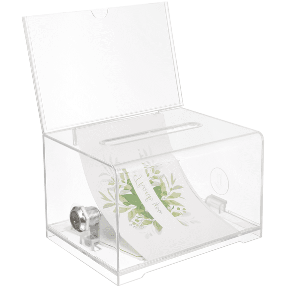 KAKOWELY Clear Rectangular Raffle Box for Fundraising and Storage, 1 Piece Transparent Prize Drawing Container