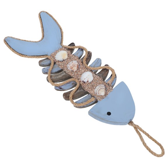 KAKOWELY Coastal Wall Decor Vintage Fish Bone Hanging Ornament Multi Wood 1Pack