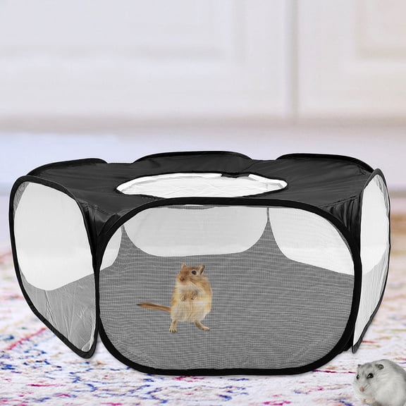 KAKOWELY Compact Black Playpen for Small Pets Including Hamsters Rabbits and Guinea Pigs