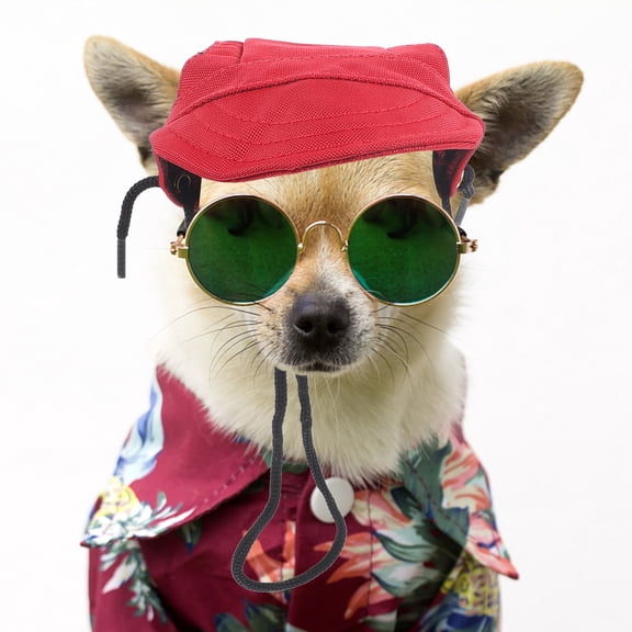 KAKOWELY Dog Baseball Hat Large Red 1Pack Simple Design Canvas for Pets 13.4*5.9*2.4in