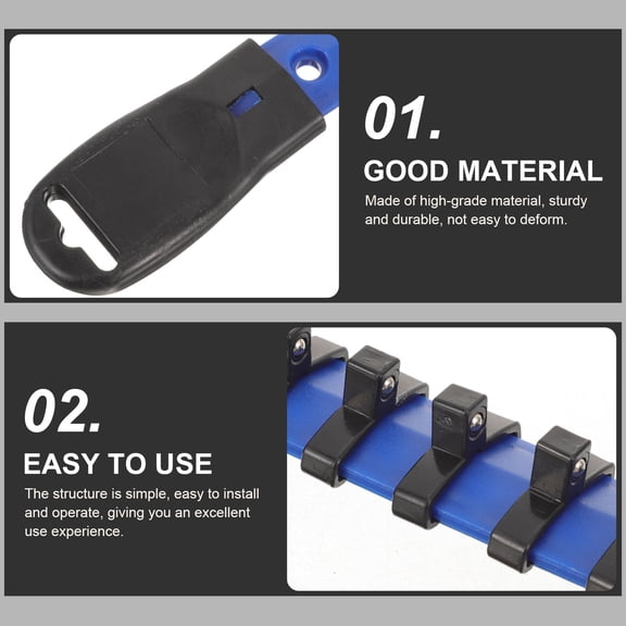 KAKOWELY Drive Socket Rail Organizer Blue Socket Holders for Tool Storage 1Set