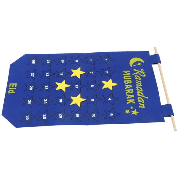 KAKOWELY Educational Tool Felt Calendar in Blue for Children Ramadan Countdown 1Pcs