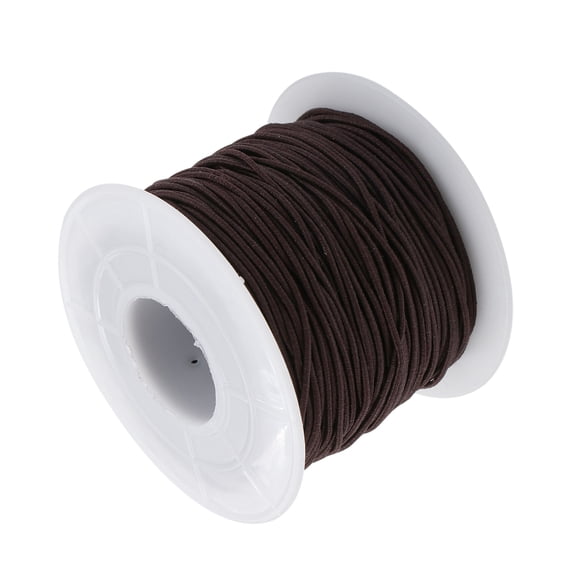 KAKOWELY 50m String for Bracelets, 1.2mm Coffee Color Rubber Polyester Bead Cord for Jewelry Crafting