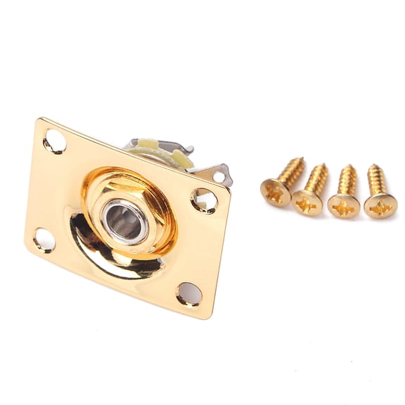 KAKOWELY Electric Guitar Jack Plug Golden Color with Durable Iron Copper Plate and Easy Installation Screws